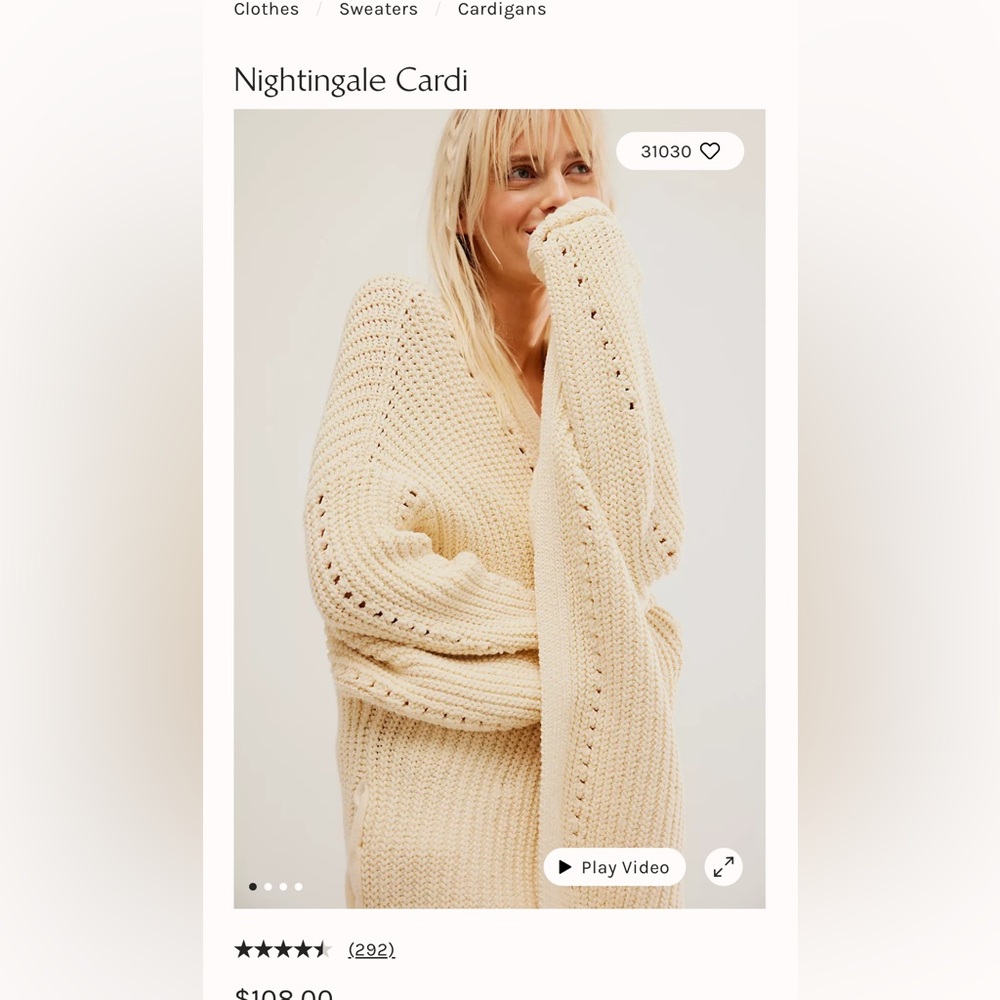 FREE PEOPLE Nightingale Cardi